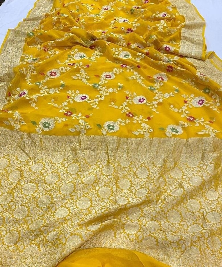 Khaddi Georgette Handloom Banarasi Saree