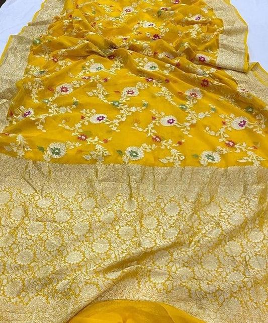 Khaddi Georgette Handloom Banarasi Saree