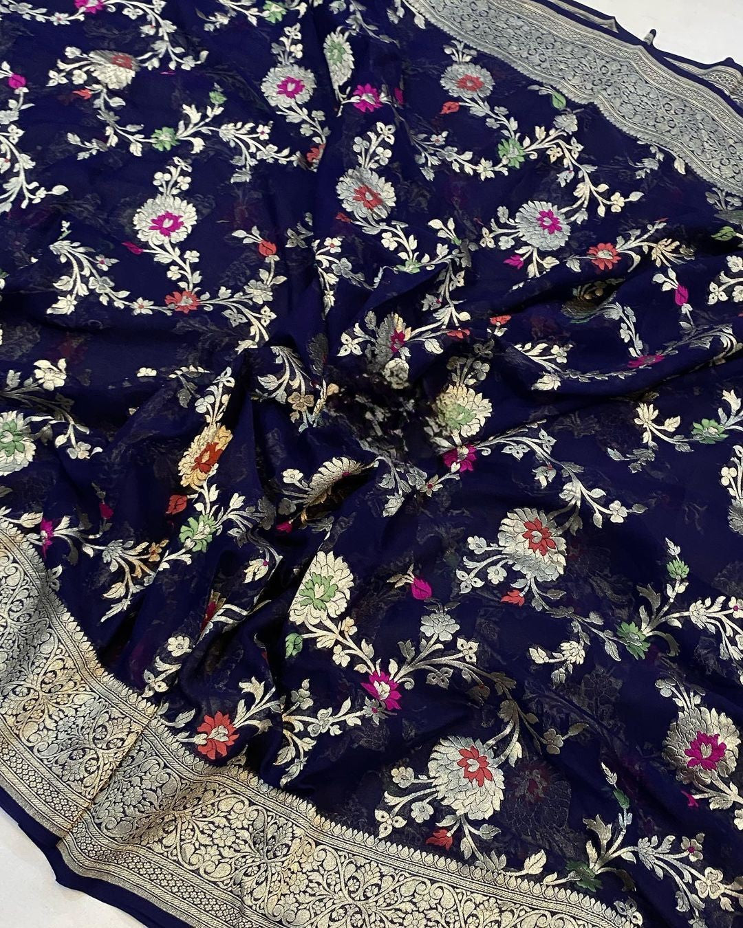 Khaddi Georgette Handloom Banarasi Saree