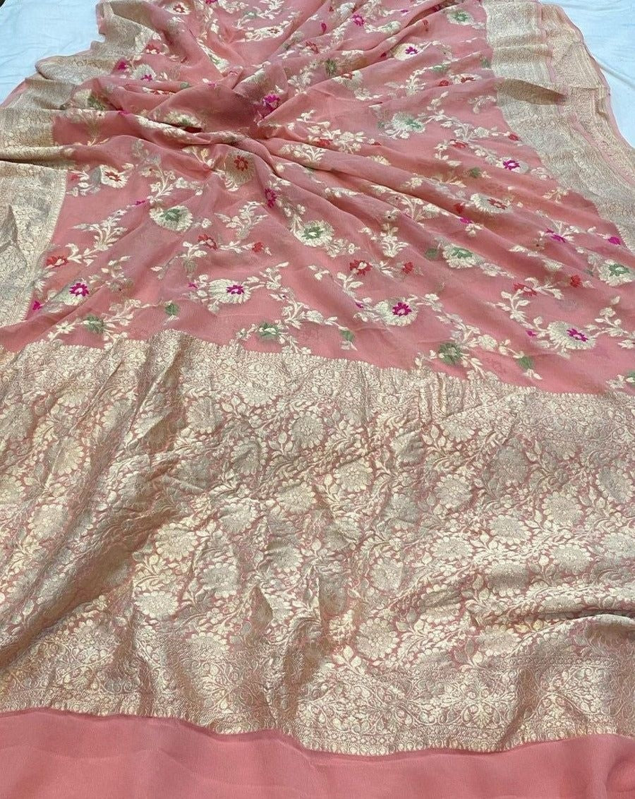 Khaddi Georgette Handloom Banarasi Saree