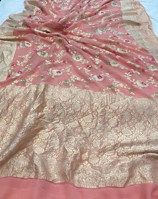 Khaddi Georgette Handloom Banarasi Saree