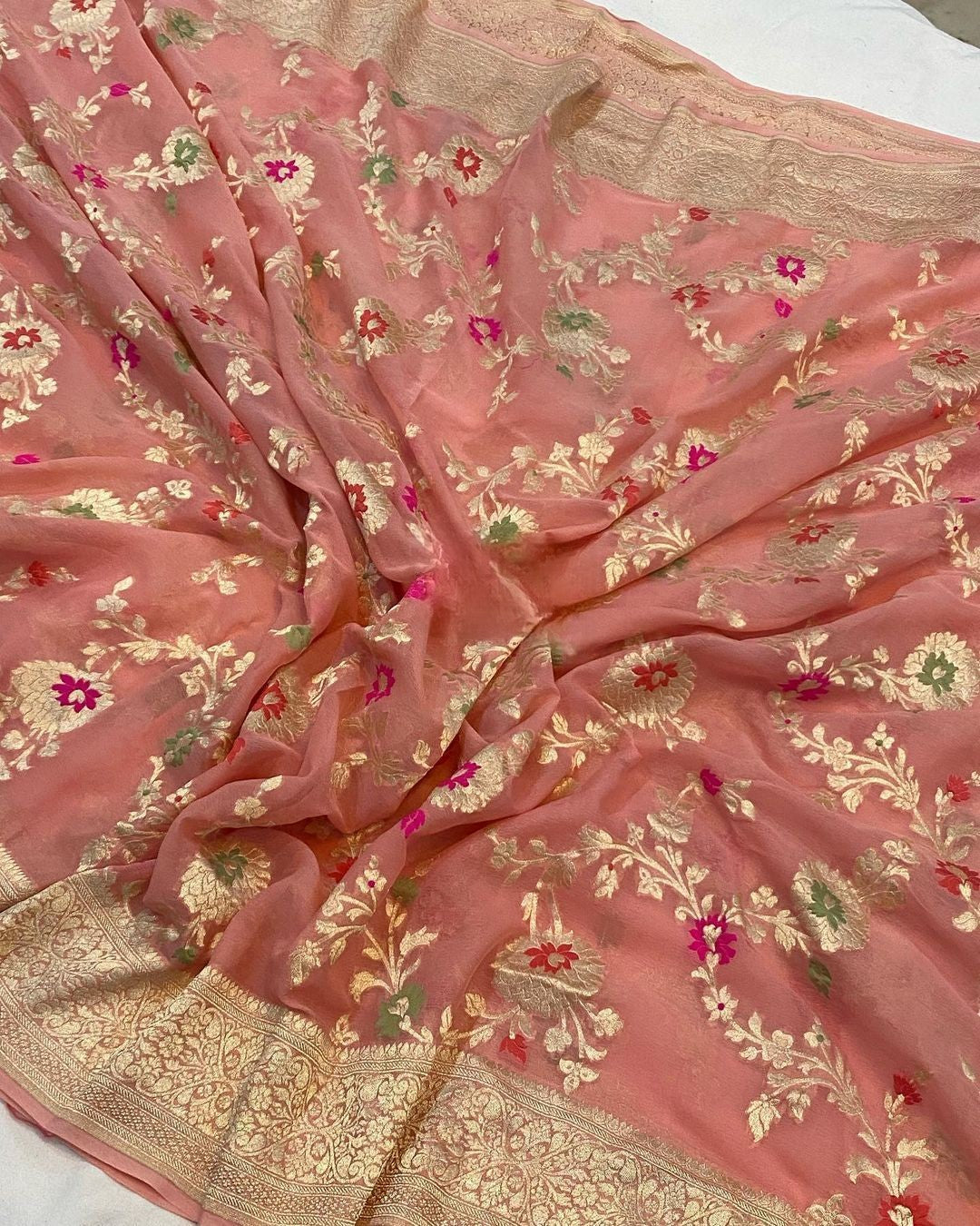 Khaddi Georgette Handloom Banarasi Saree