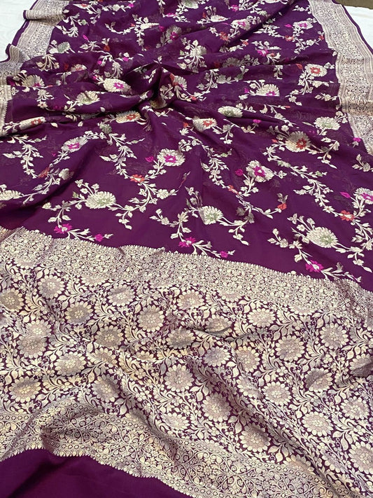 Khaddi Georgette Handloom Banarasi Saree