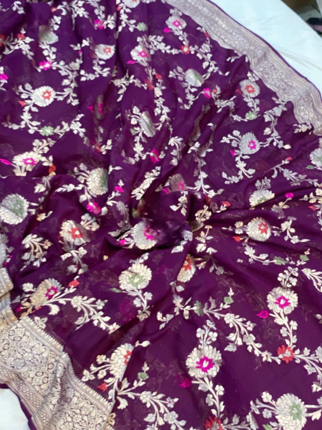 Khaddi Georgette Handloom Banarasi Saree