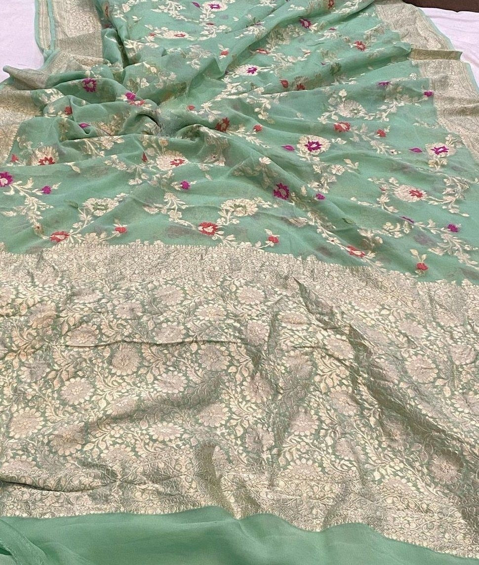 Khaddi Georgette Handloom Banarasi Saree