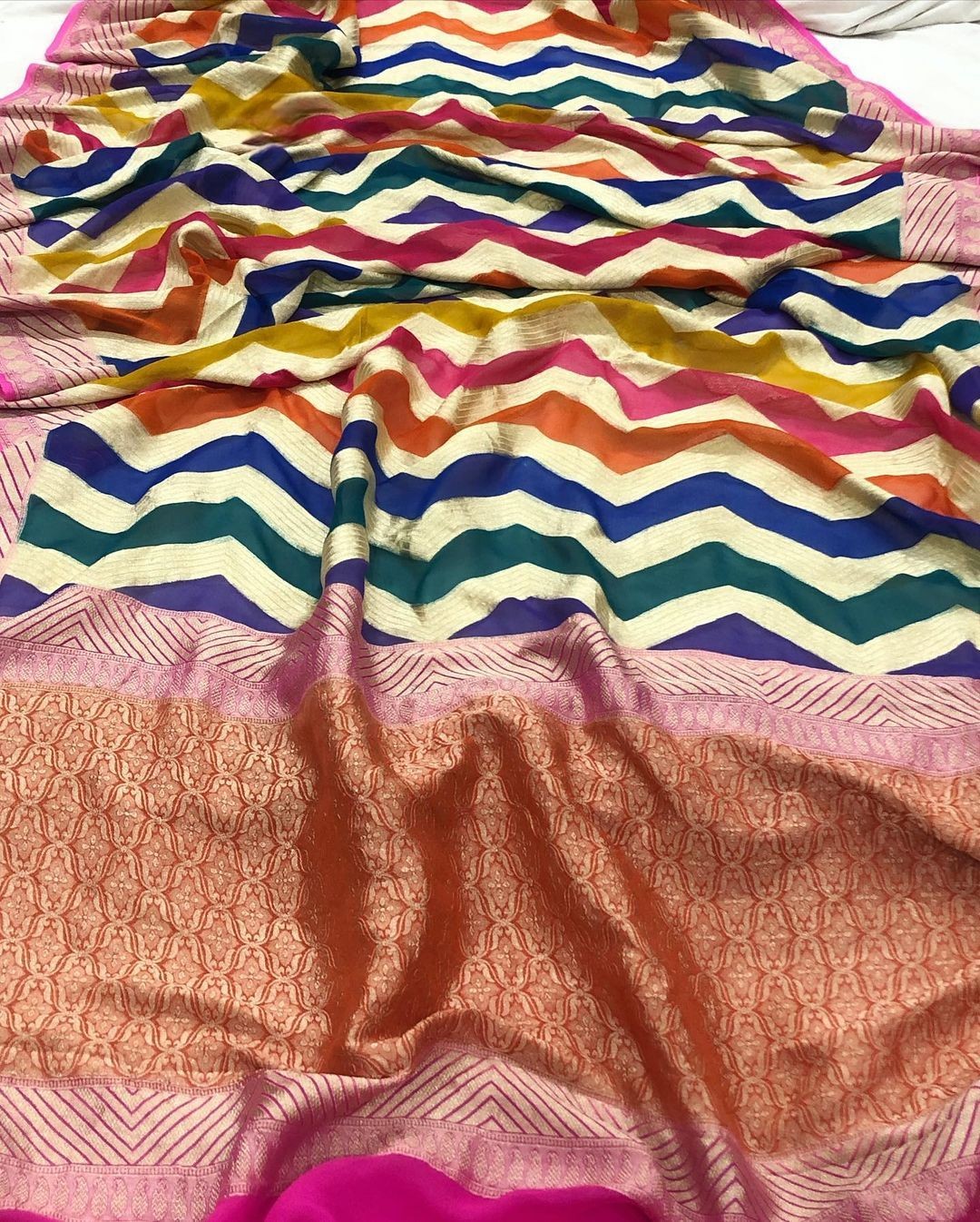 Khaddi Georgette Handloom Banarasi Saree