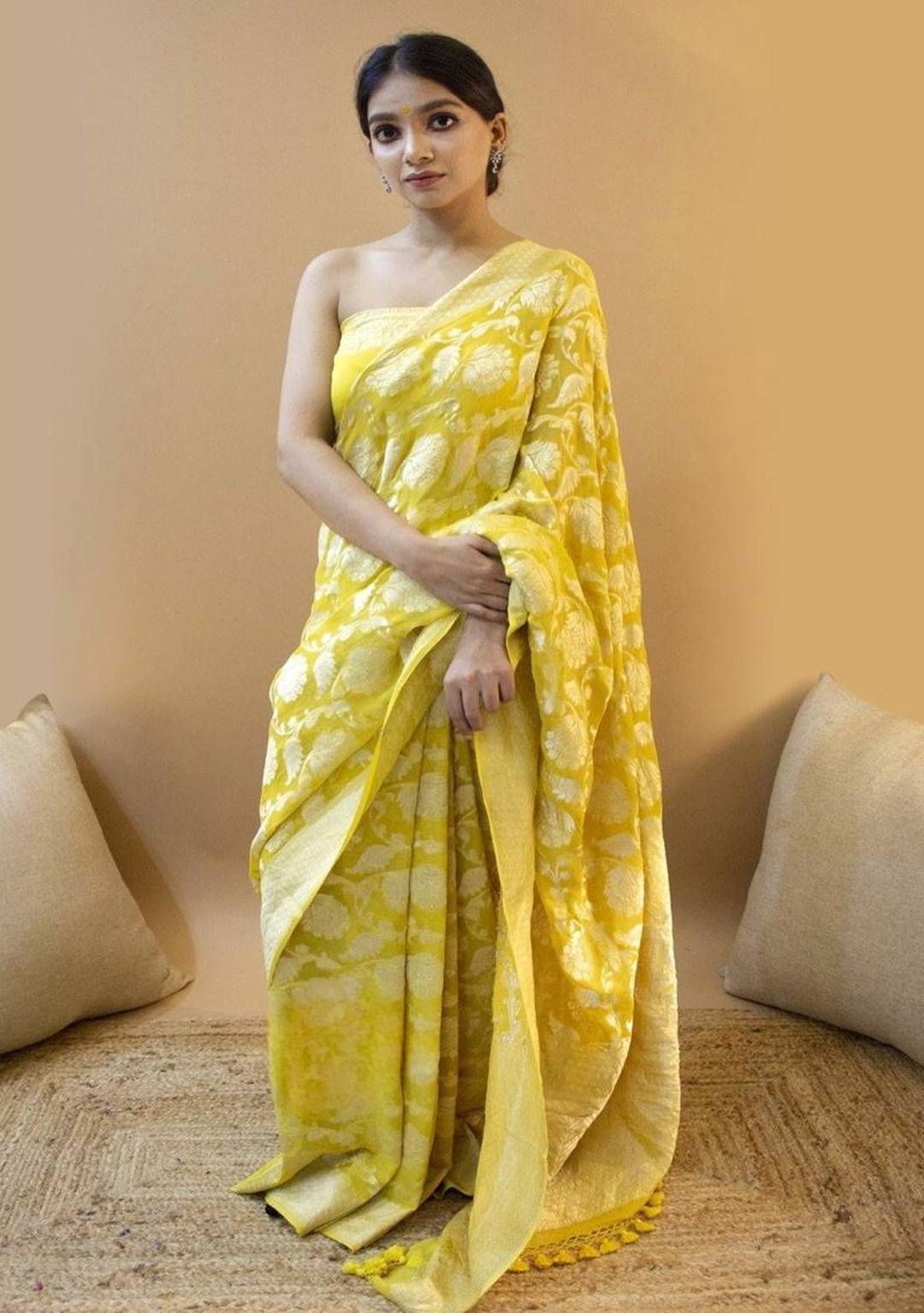Khaddi Georgette Handloom Banarasi Saree