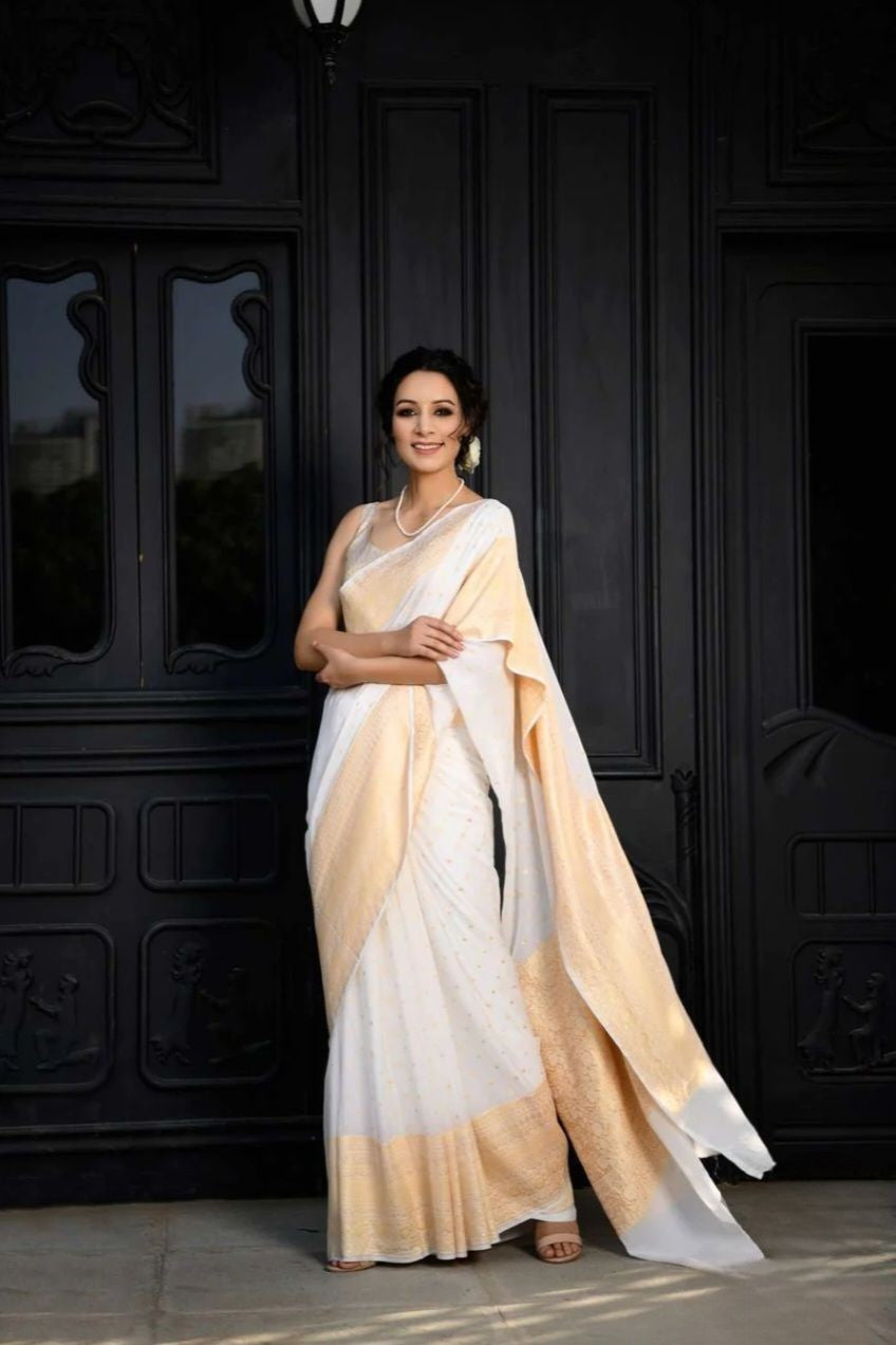 Khaddi Georgette Banarasi Saree - Gold zari