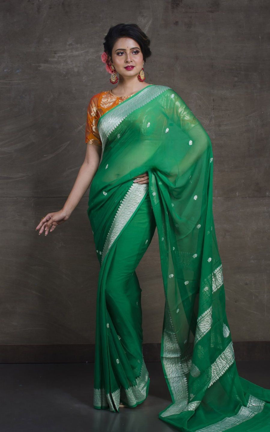 Pure Georgette Handloom Banarasi Saree