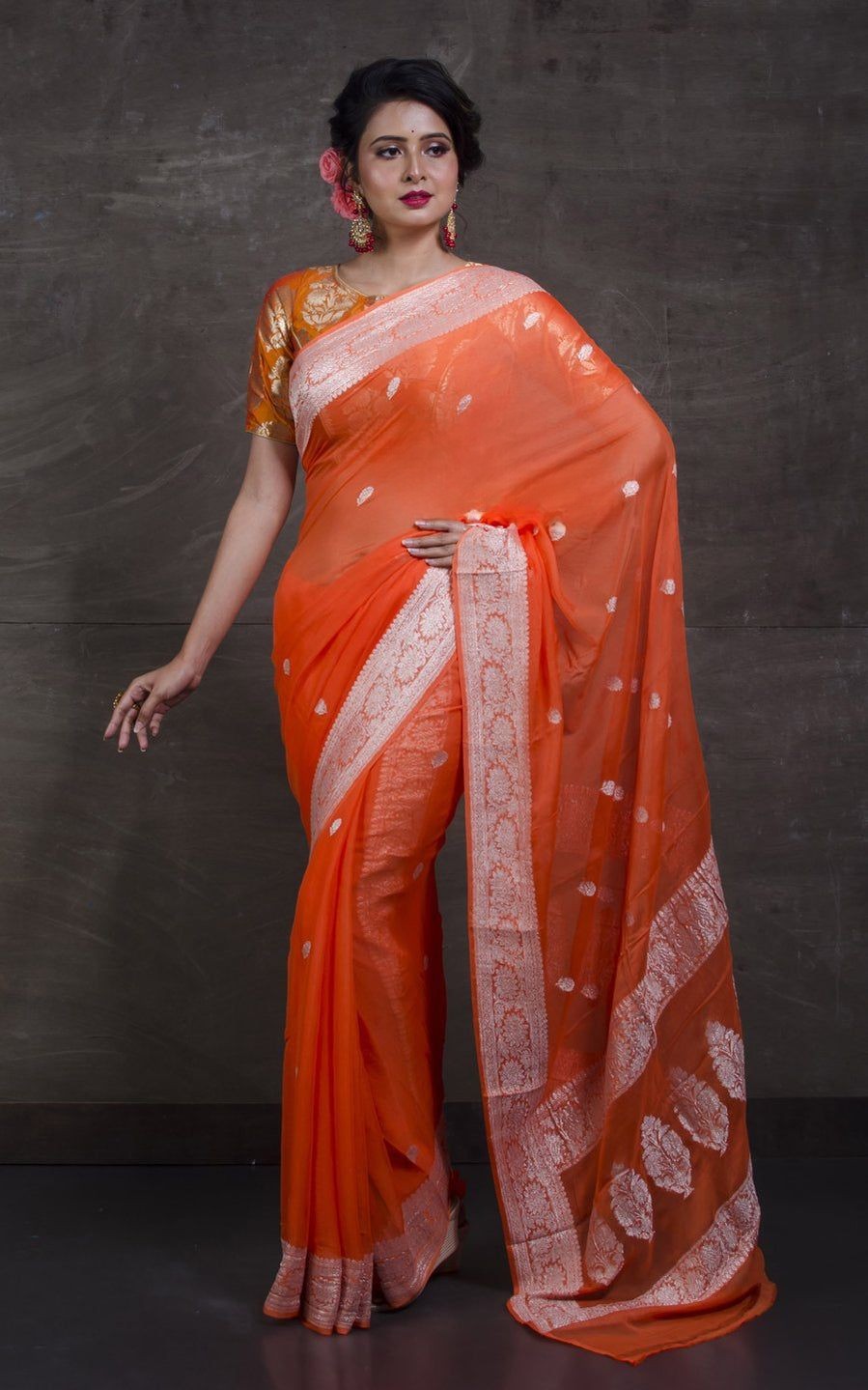 Pure Georgette Handloom Banarasi Saree