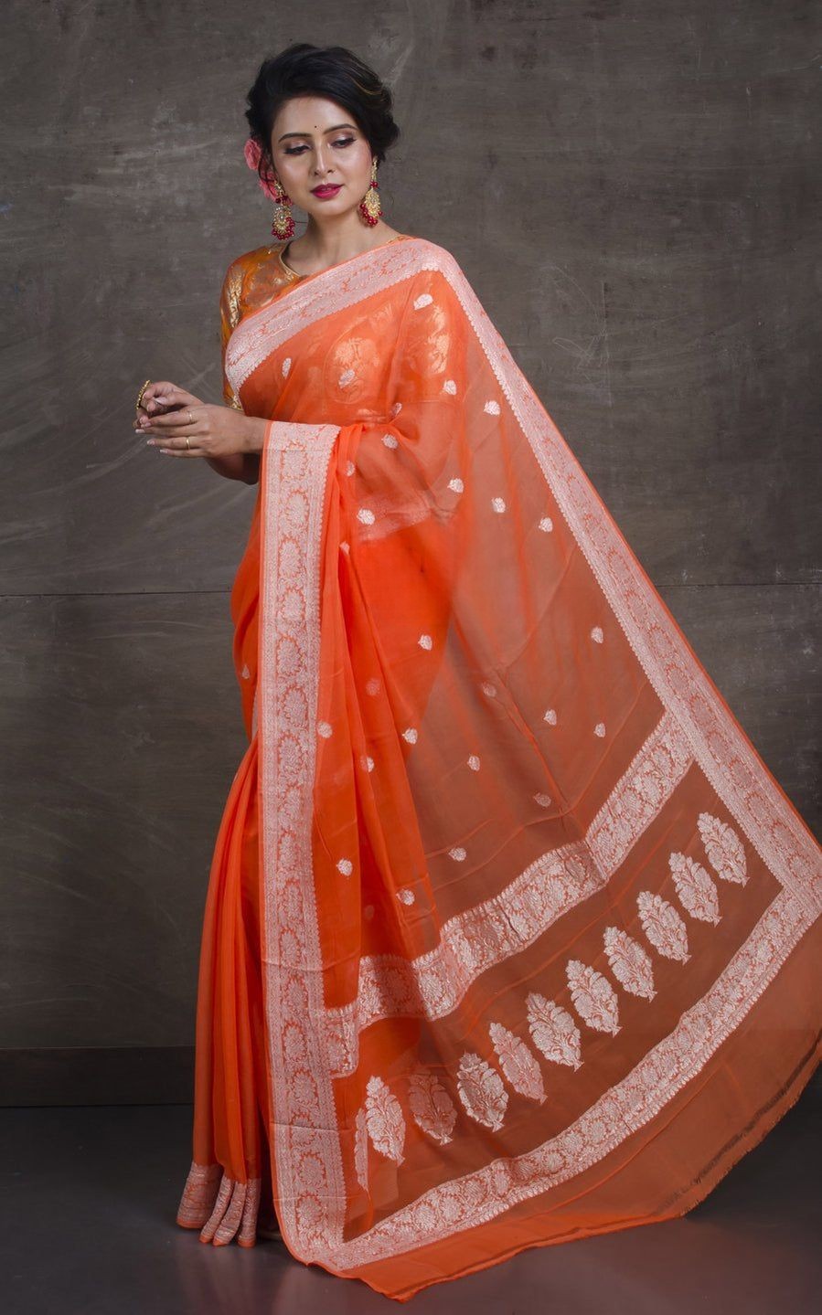 Pure Georgette Handloom Banarasi Saree
