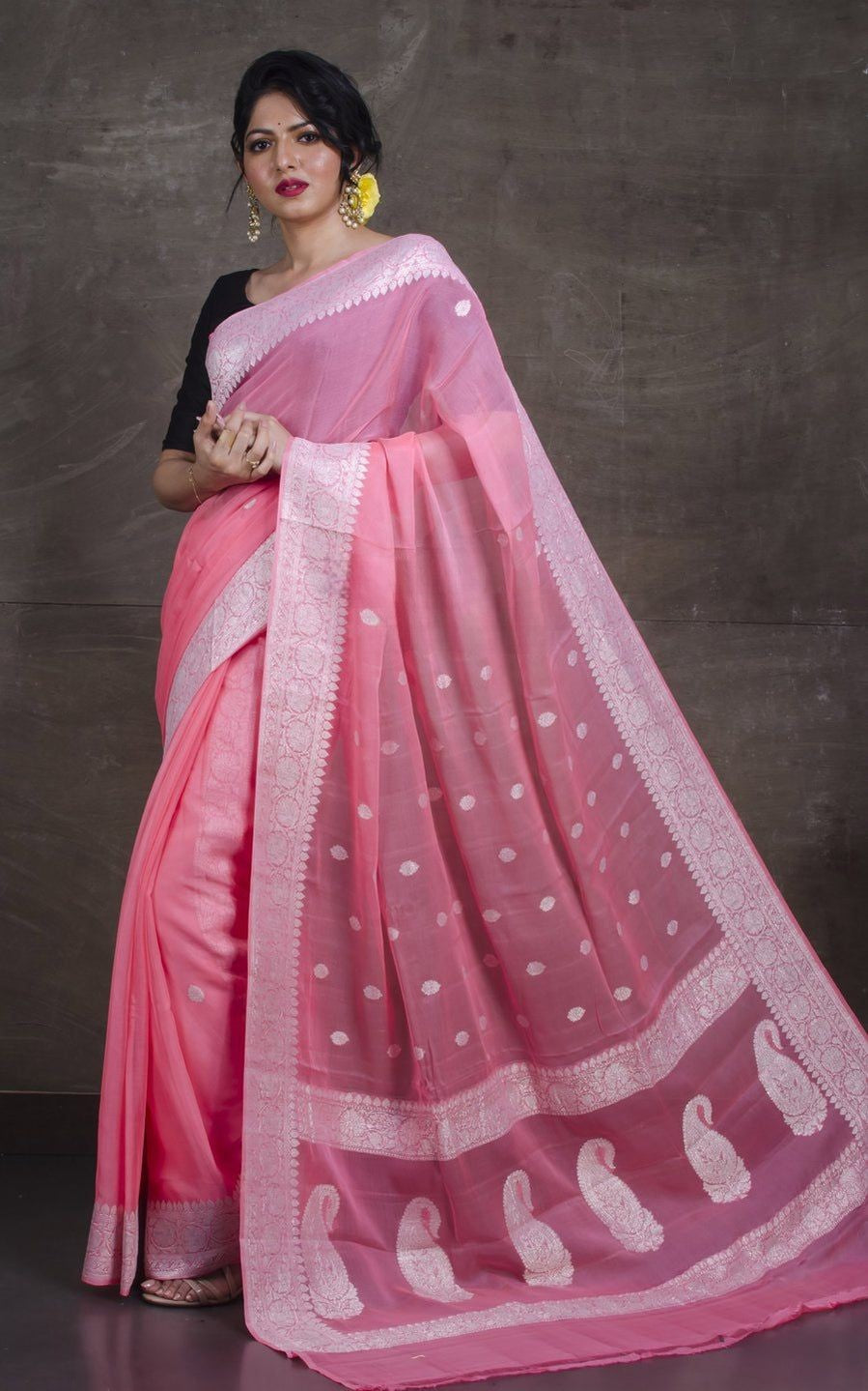 Pure Georgette Handloom Banarasi Saree