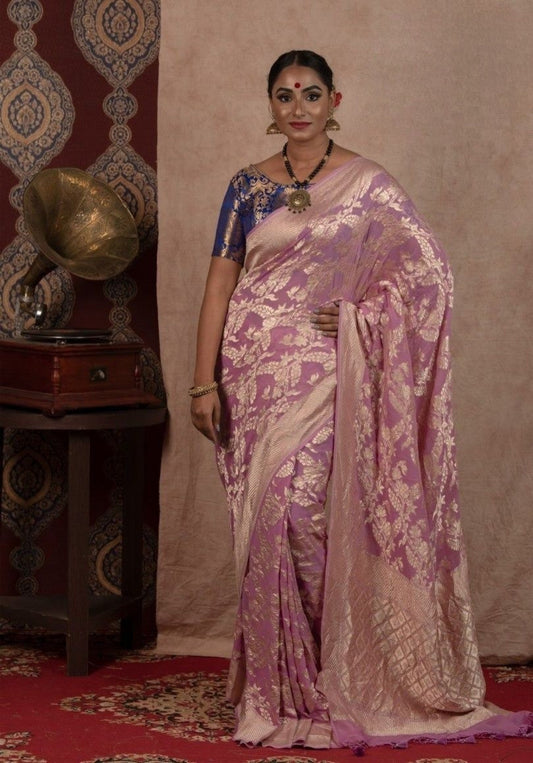 Khaddi Georgette Handloom Banarasi Saree