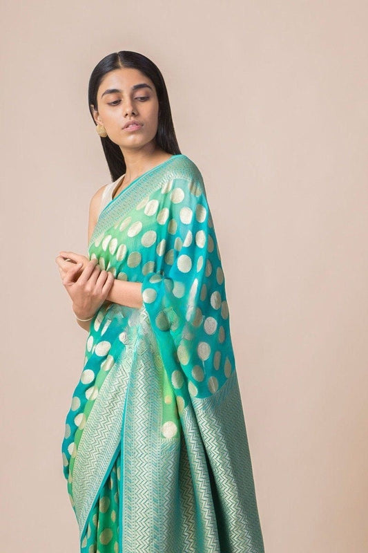 Khaddi Georgette Handloom Banarasi Saree