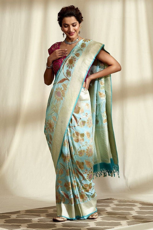 Khaddi Georgette Handloom Banarasi Saree