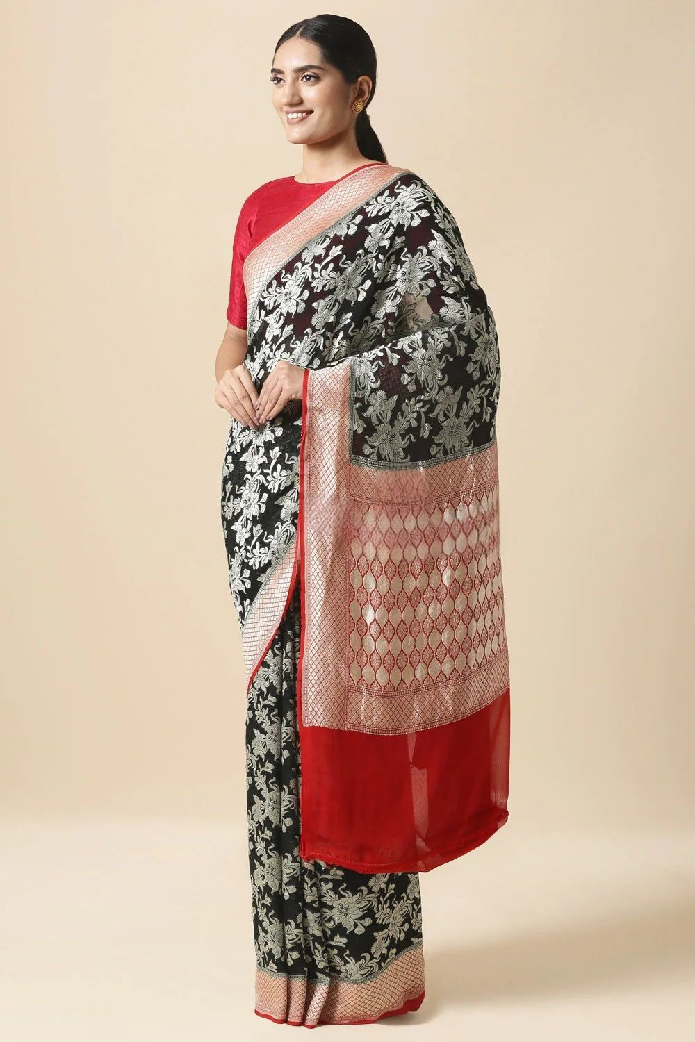 Khaddi Georgette Handloom Banarasi Saree