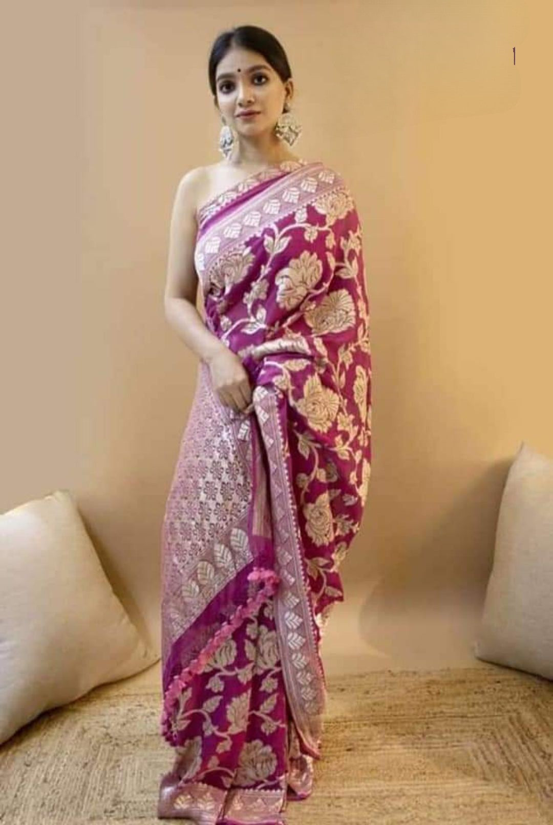 Khaddi Georgette Handloom Banarasi Saree