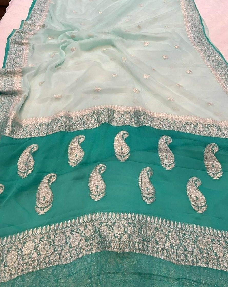 Pure Georgette Handloom Banarasi Saree