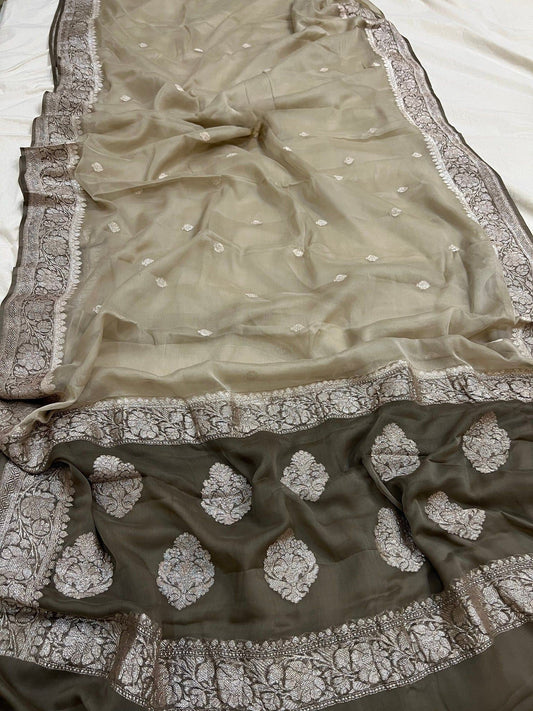 Pure Georgette Handloom Banarasi Saree