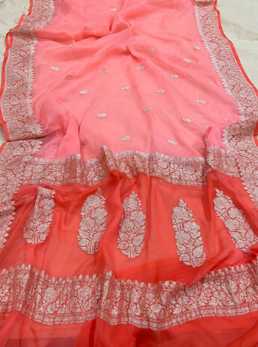 Pure Georgette Handloom Banarasi Saree