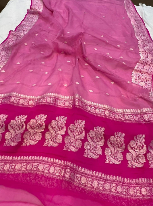 Pure Georgette Handloom Banarasi Saree