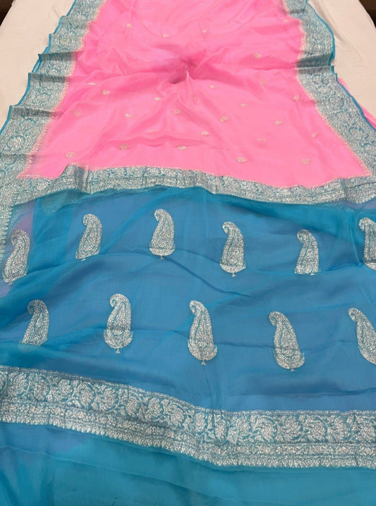 Pure Georgette Handloom Banarasi Saree
