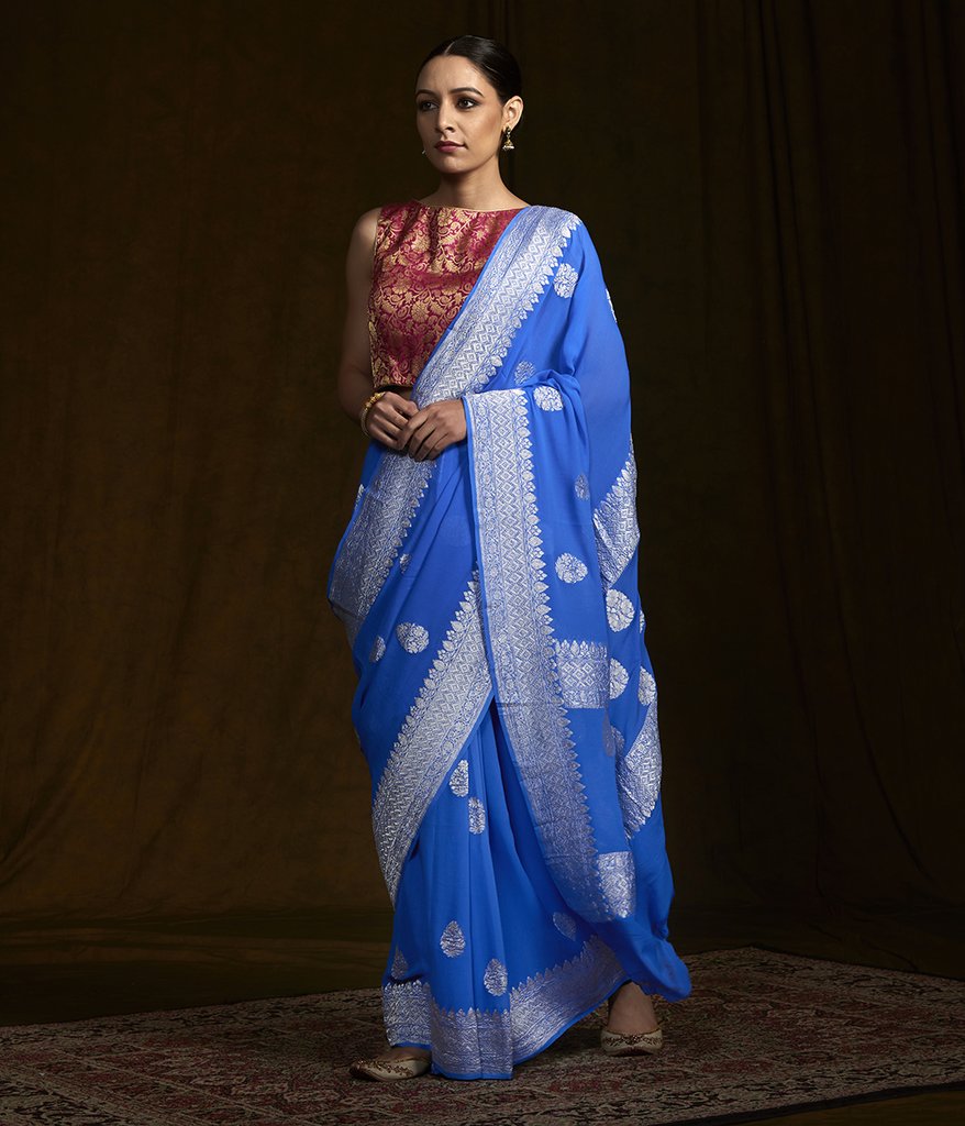 Pure Georgette Handloom Banarasi Saree