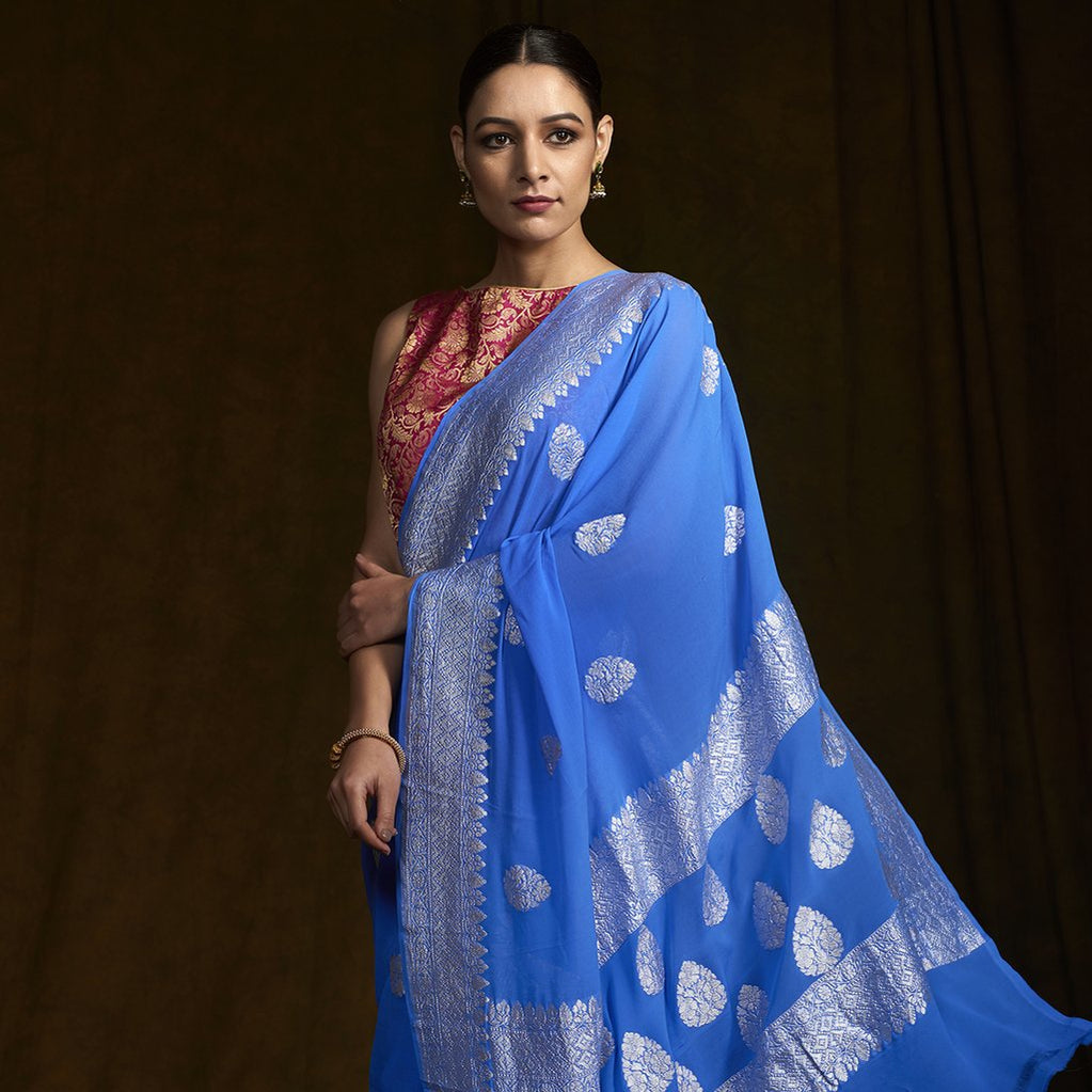 Pure Georgette Handloom Banarasi Saree