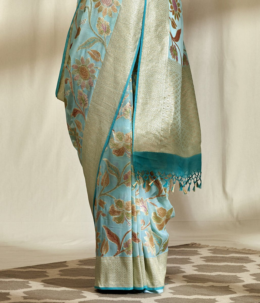 Khaddi Georgette Handloom Banarasi Saree