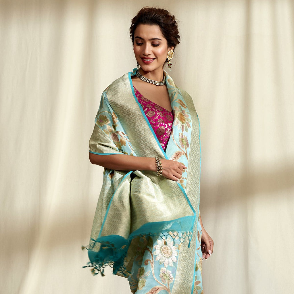 Khaddi Georgette Handloom Banarasi Saree
