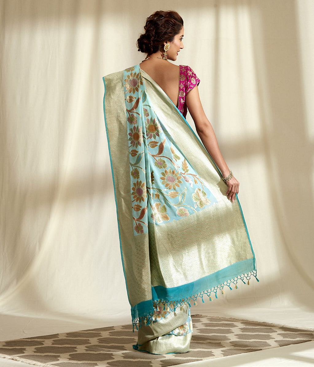 Khaddi Georgette Handloom Banarasi Saree