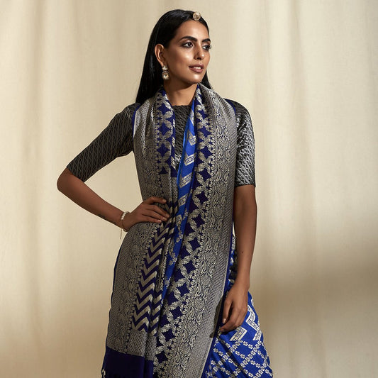 Khaddi Georgette Banarasi Saree - Gold zari