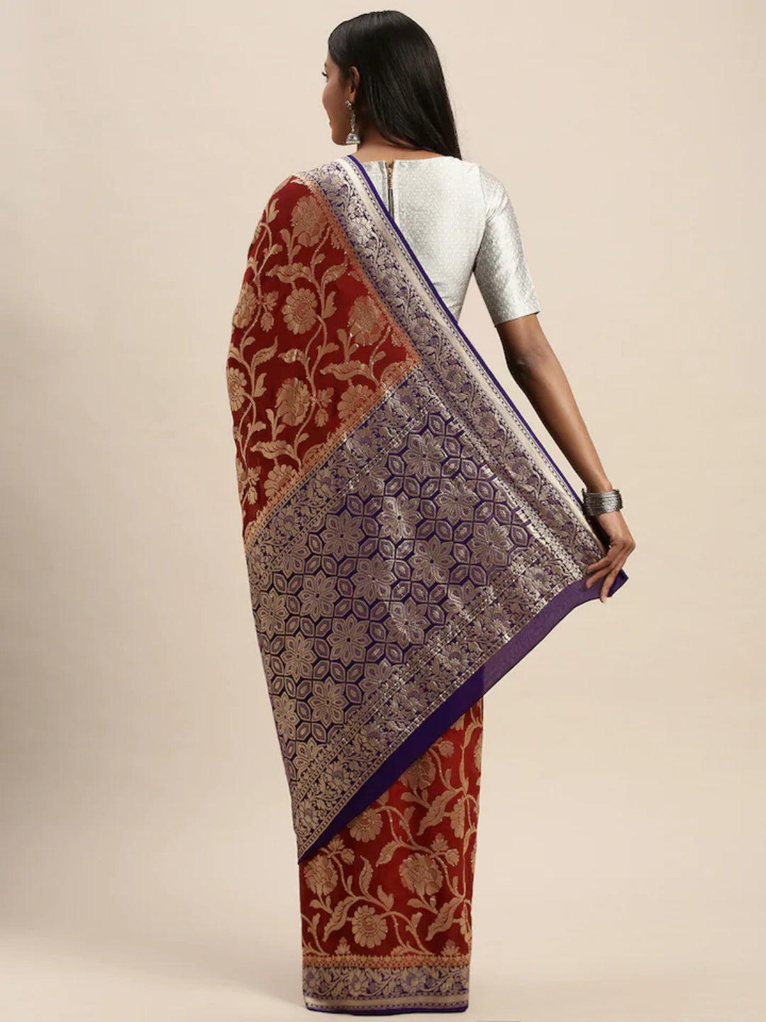 Khaddi Georgette Handloom Banarasi Saree