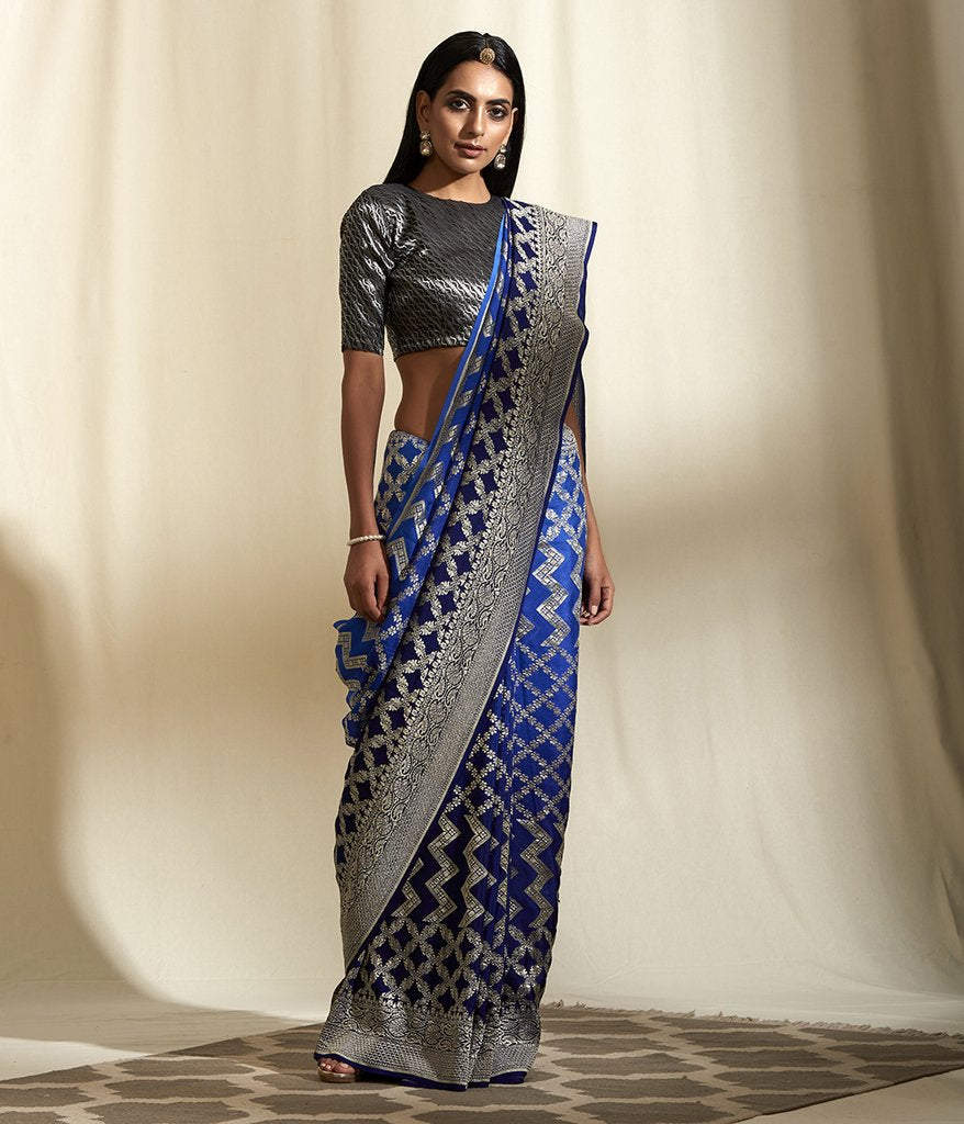 Khaddi Georgette Banarasi Saree - Gold zari