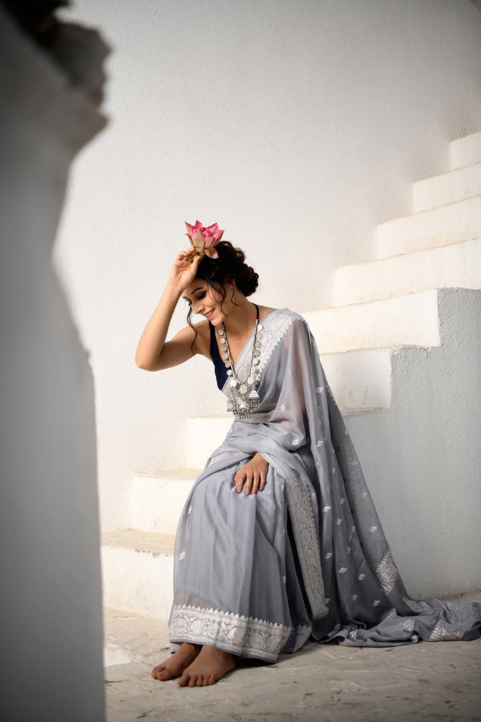 Pure Georgette Handloom Banarasi Saree
