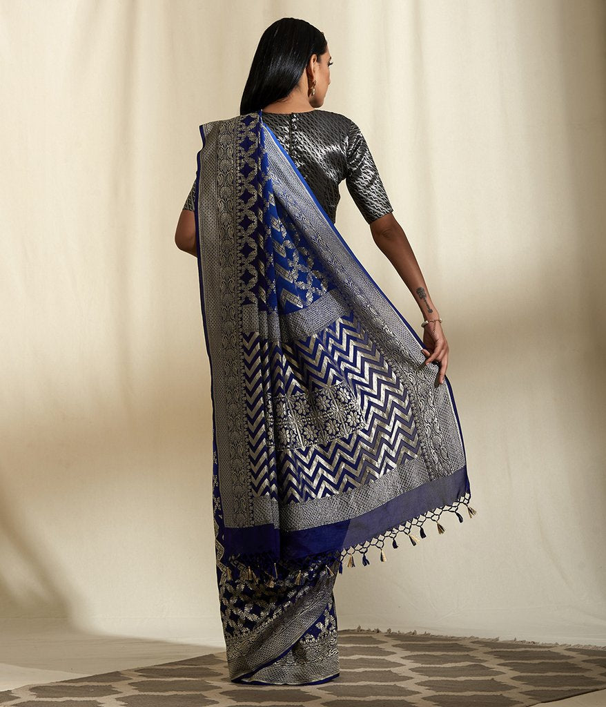 Khaddi Georgette Banarasi Saree - Gold zari