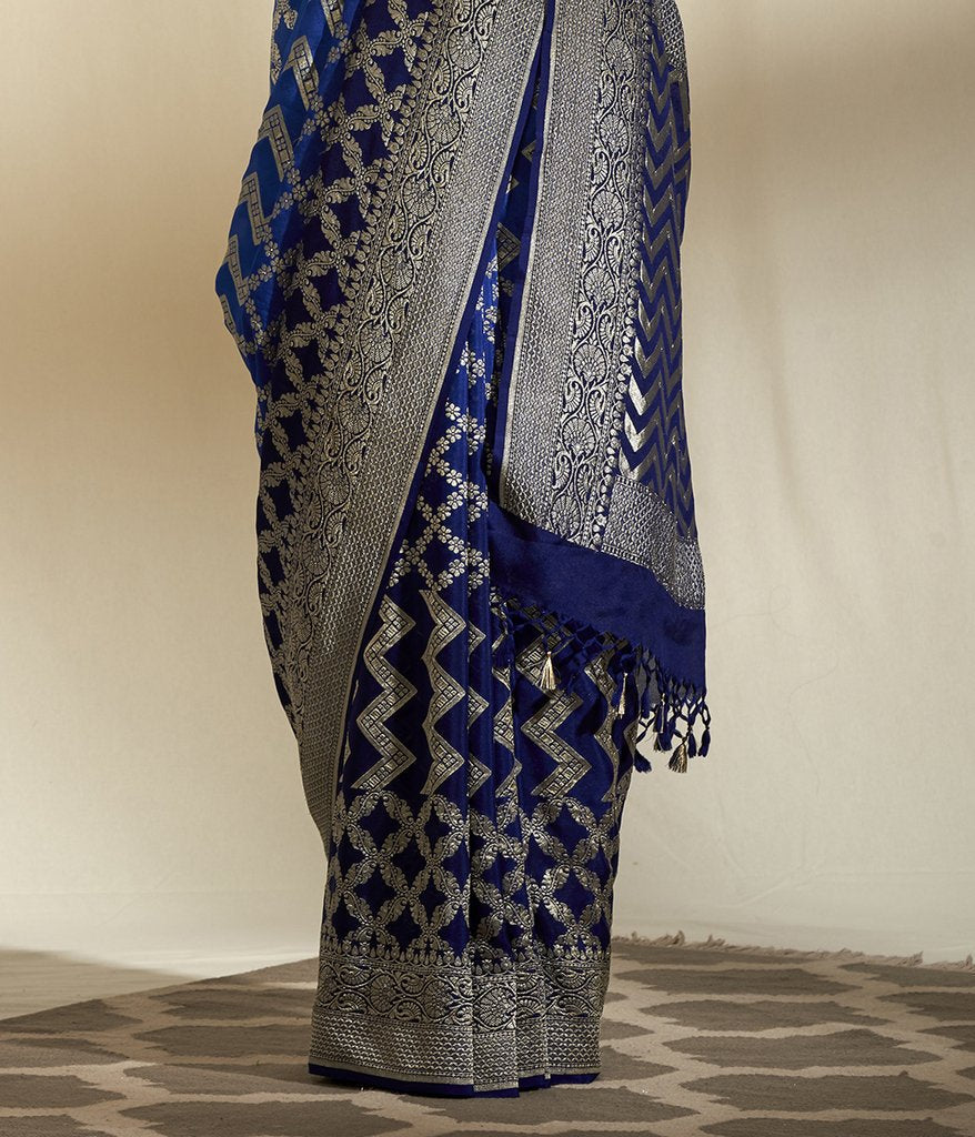Khaddi Georgette Banarasi Saree - Gold zari