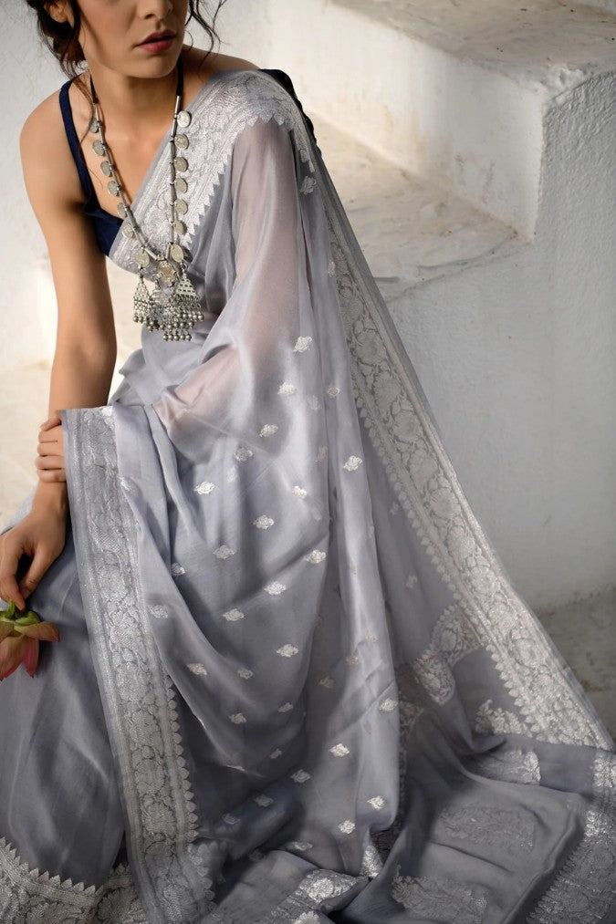 Pure Georgette Handloom Banarasi Saree