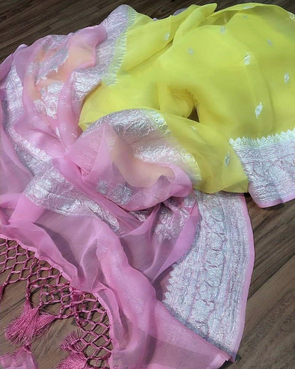 Pure Georgette Handloom Banarasi Saree