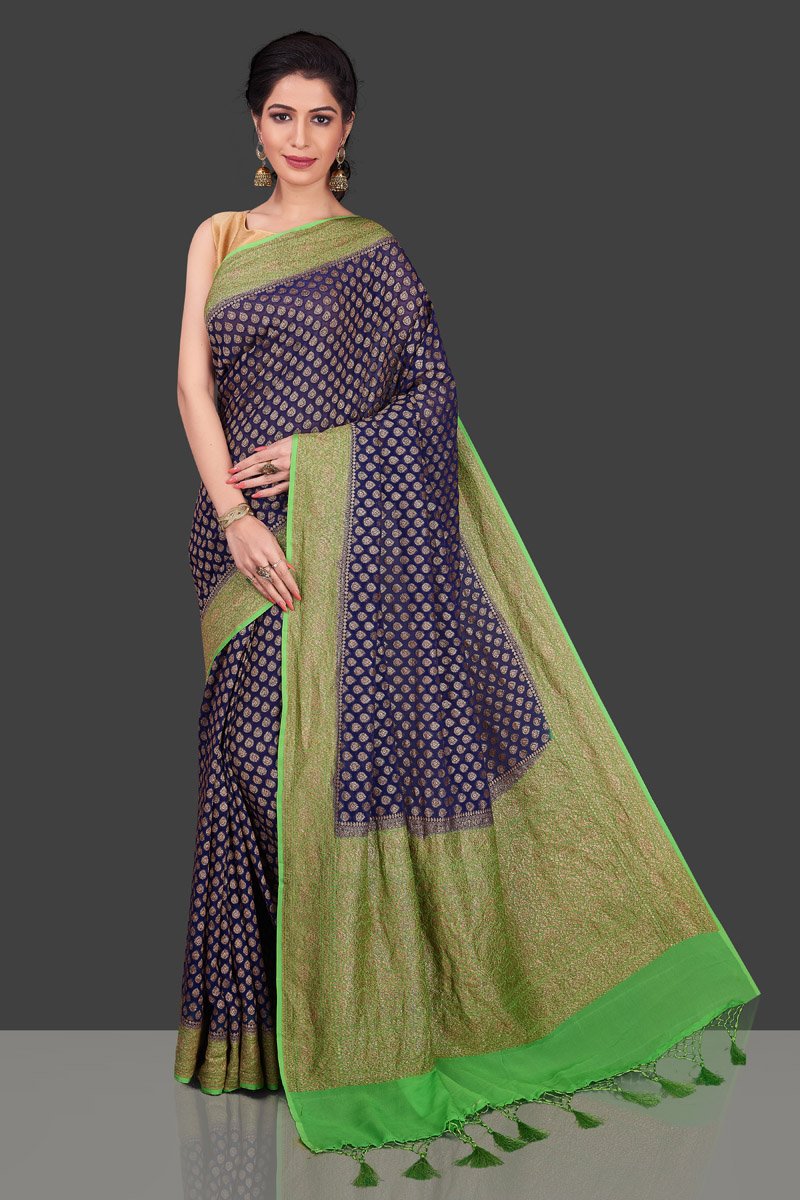 Khaddi Georgette Banarasi Saree - Antique zari