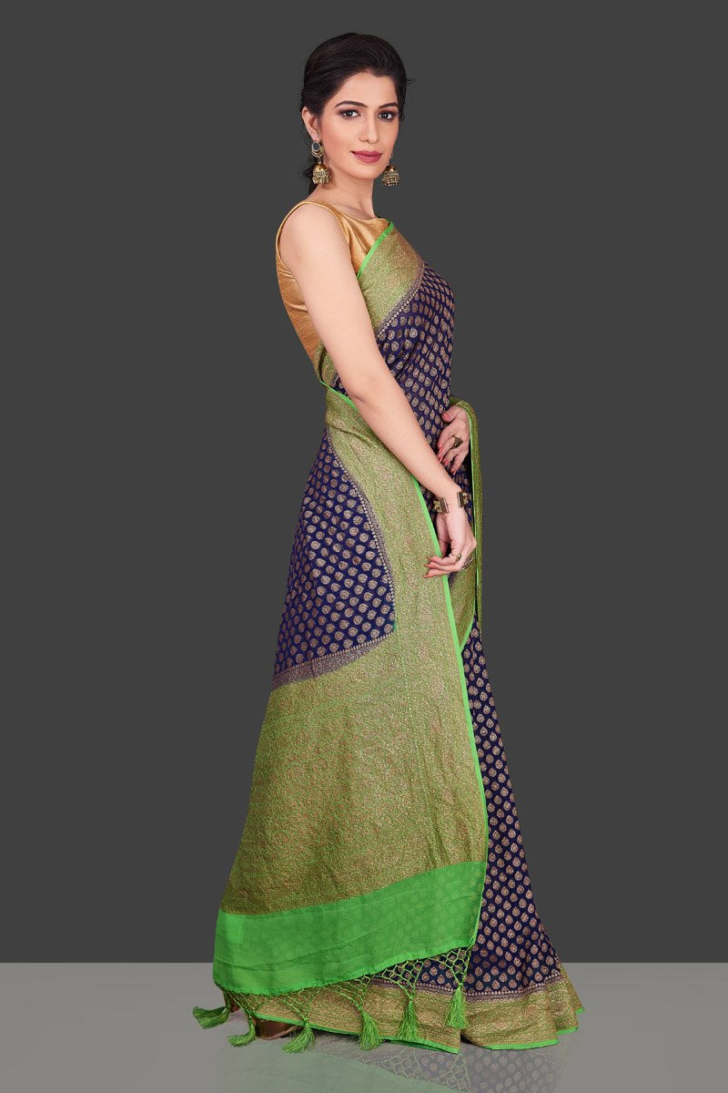 Khaddi Georgette Banarasi Saree - Antique zari