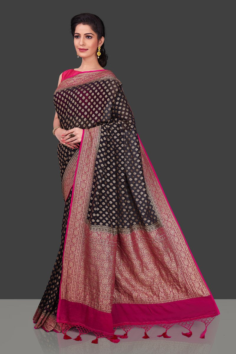 Khaddi Georgette Banarasi Saree - Antique zari