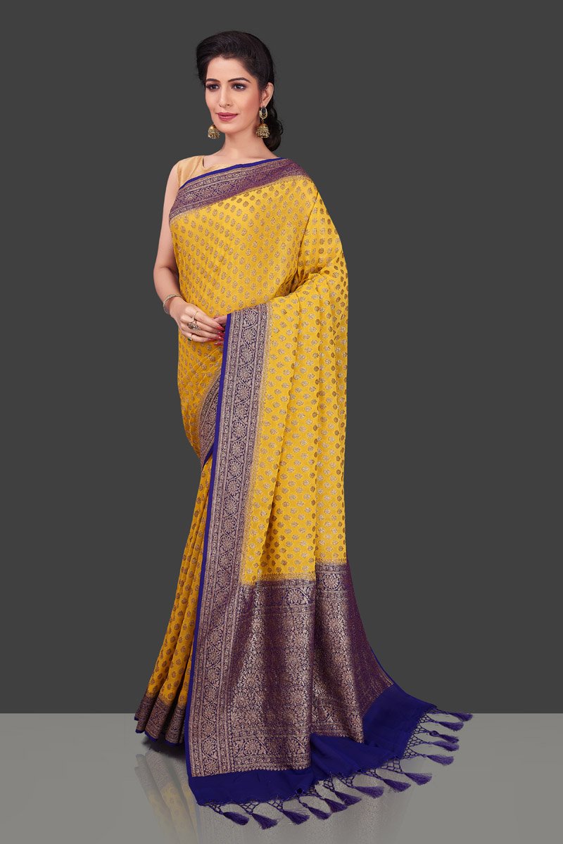 Khaddi Georgette Banarasi Saree - Antique zari