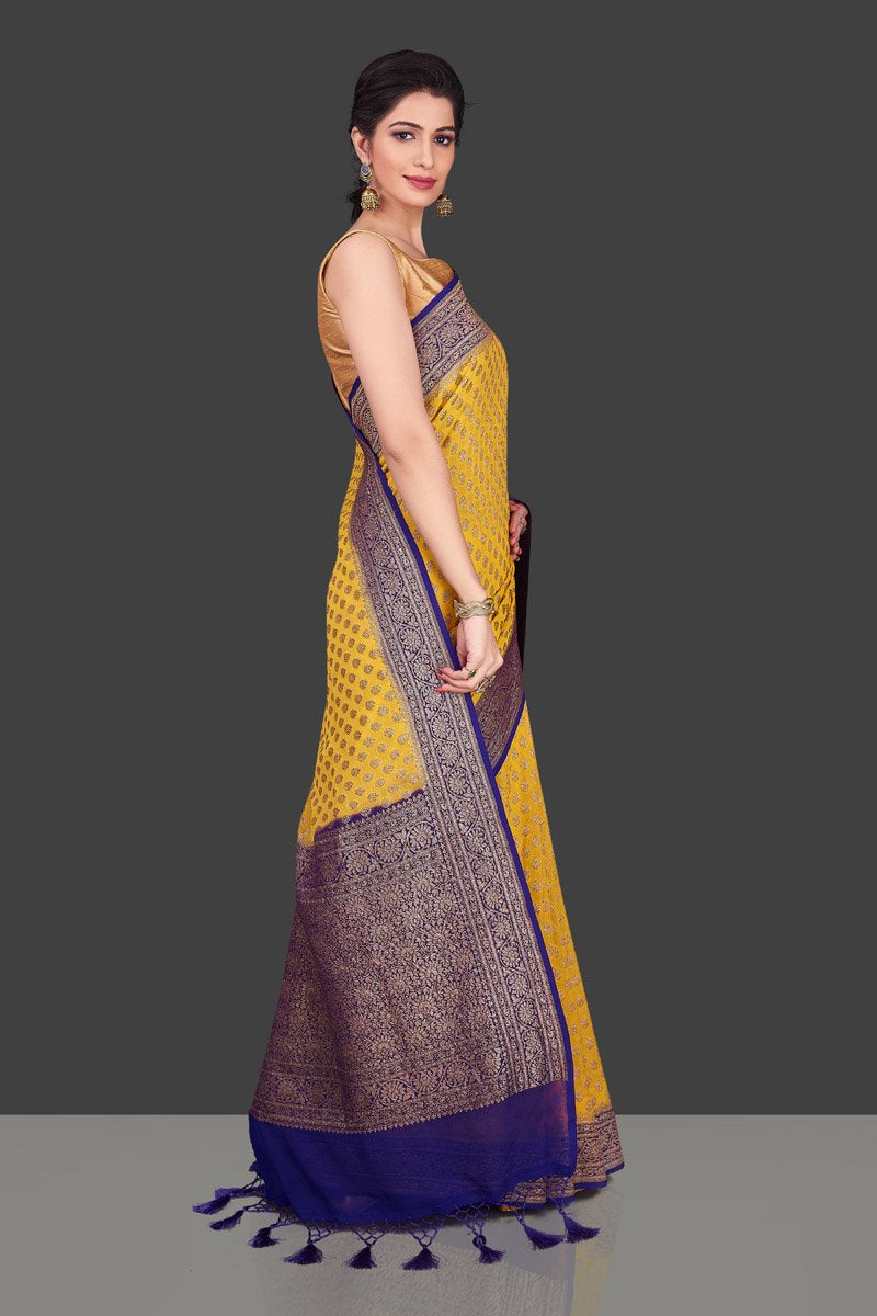 Khaddi Georgette Banarasi Saree - Antique zari