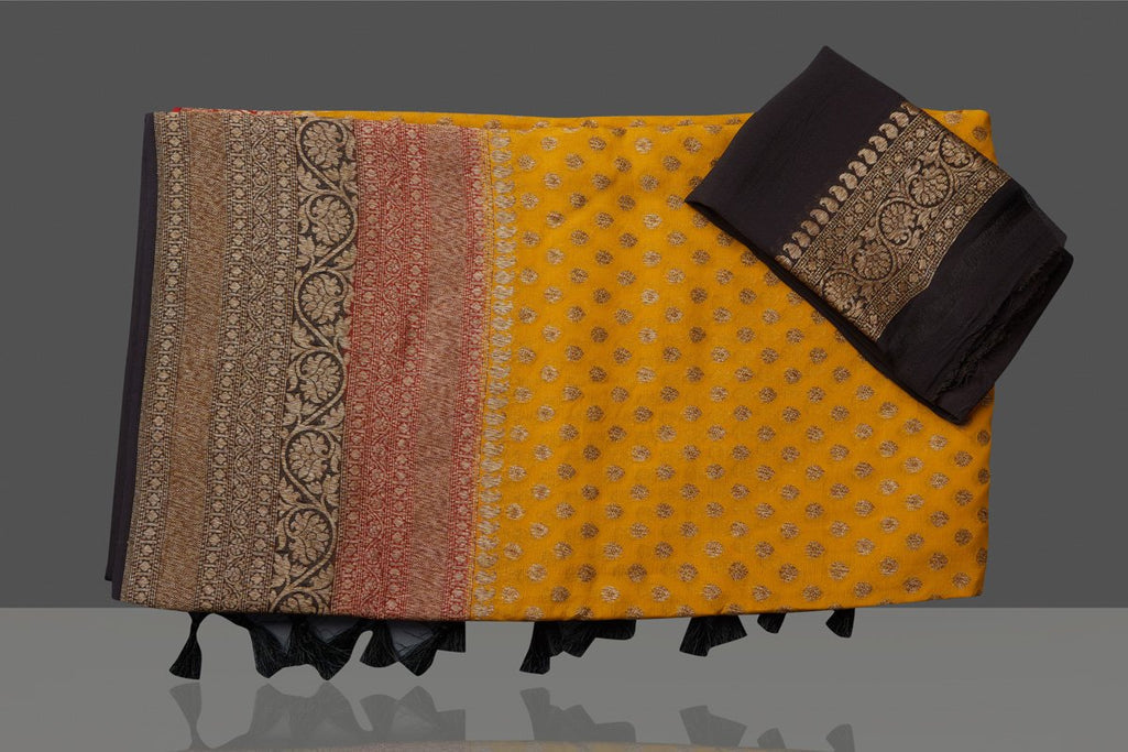 Khaddi Georgette Banarasi Saree - Antique zari