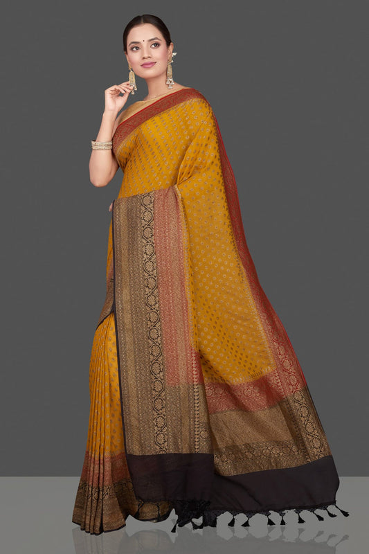 Khaddi Georgette Banarasi Saree - Antique zari