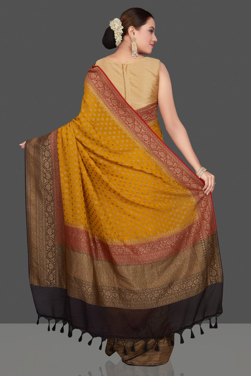 Khaddi Georgette Banarasi Saree - Antique zari