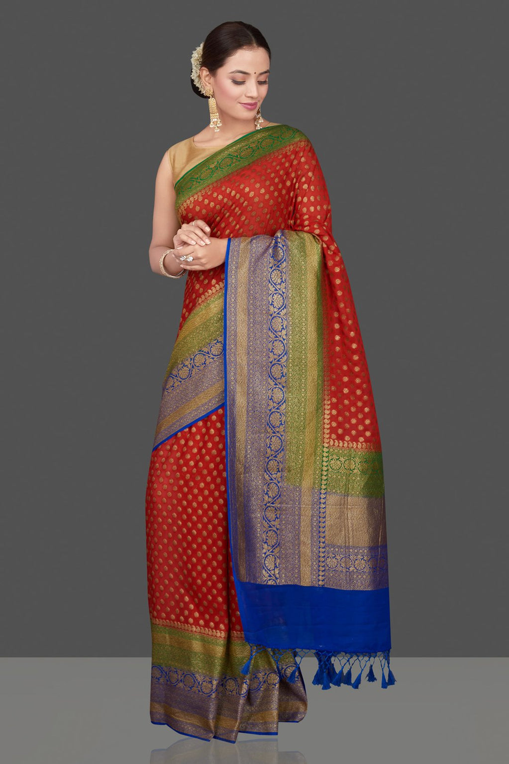 Khaddi Georgette Banarasi Saree - Antique zari