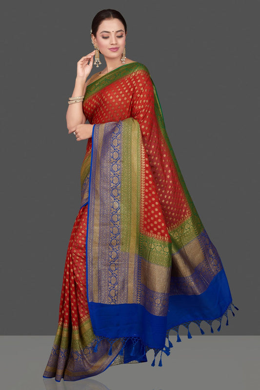 Khaddi Georgette Banarasi Saree - Antique zari
