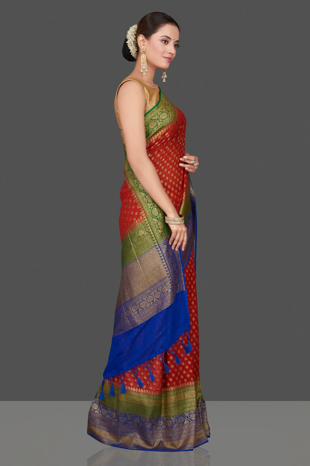 Khaddi Georgette Banarasi Saree - Antique zari